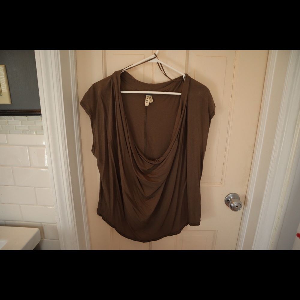 Free People Cowl Neck Army Green Top